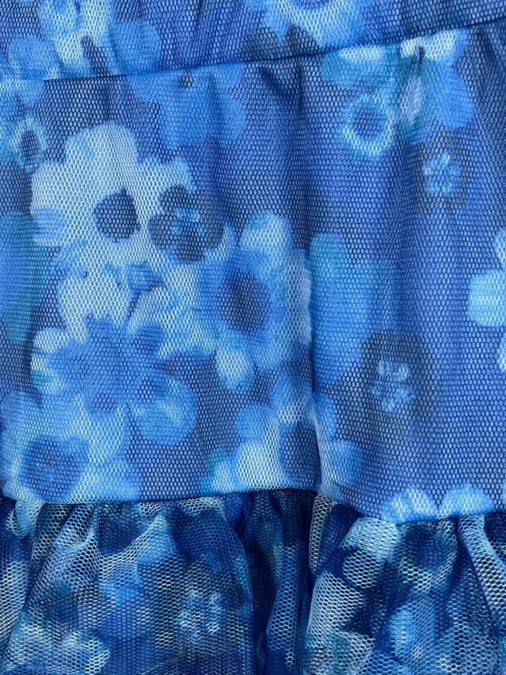 Justice Girls Size 14 Blue Floral Tiered Mesh Ruffle Pull-On Skirt